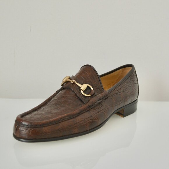 NIB GUCCI GENUINE CROCODILE HORSEBIT LOAFERS - Picture 4 of 11